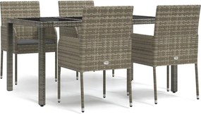 vidaXL Set mobilier de grădină cu perne, 5 piese, gri, poliratan