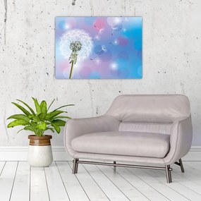 Tablou pe sticlă - Păpădie în vânt (70x50 cm)