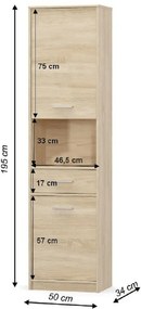 Dulap 2D1S, stejar sonoma, TEYO