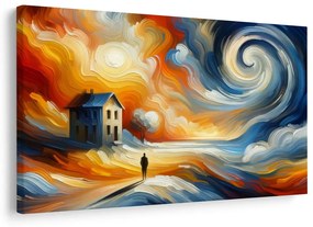 Tablou casă singuratică în furtună