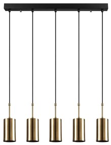 Candelabru suspendat Elefant 892OPV1652, 5 becuri, Fier, 120 cm, Negru / auriu