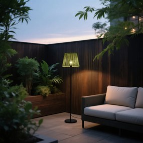 Lampă de podea de exterior neagră cu abajur din frânghie verde IP44 - Virginia Jayla