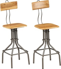 vidaXL Scaune de bar, 2 buc., lemn masiv de tec reciclat