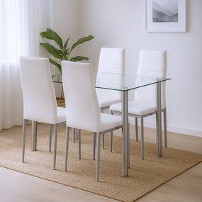 Mateo 4+1 set de sufragerie alb-gri