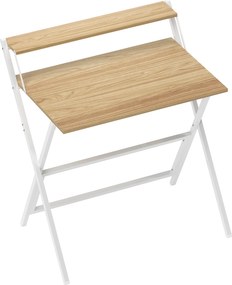 Birou HOMCOM pliant compact, suport monitor, lemn natural | Aosom Romania