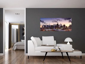 Tablou cu - metropolă cu zgârăie nori (120x50 cm)