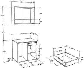 Set haaus Berna, Antracit/Alb, L 80 cm