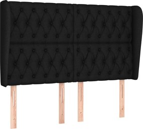 vidaXL Tăblie de pat cu aripioare, negru, 147x23x118/128 cm, textil
