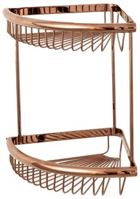 Etajera baie TRENDY'S dubla , montare pe colt ,rose-gold