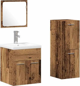vidaXL Set de mobilier pentru baie 4 pcs Lemn vechi Lemn compozit