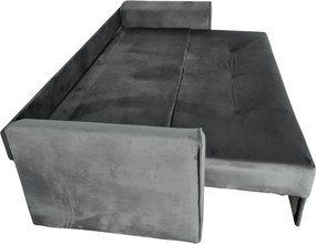 Canapea LILI extensibila, 3 locuri, cu lada de depozitare, catifea gri , 220x95x80 Gri, Catifea