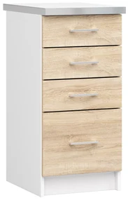 Dulap inferior de bucătărie Lula s40 sz4 (Alb mat + stejar sonoma). 1068766