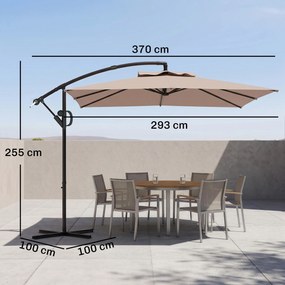 Outsunny Umbrelă de Soare Suspendată cu Rotire la 360°, Mâner cu Manivelă și Înclinare, 300x325x230 cm, Kaki | Aosom Romania