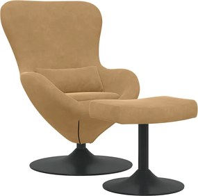 vidaXL Scaun Egg cu Taburet Maro Catifea