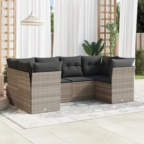 vidaXL Set canapele de grădină cu perne, 6 piese gri deschis poliratan