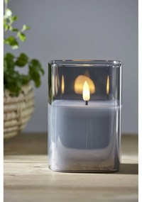 Lumânare de ceară cu LED Star Trading Flamme, înălțime 12,5 cm, gri