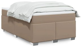 3285208 vidaXL Pat box spring cu saltea, cappuccino, 120x200cm piele ecologică