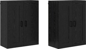 vidaXL Cabinet suspendat 2 pcs Stejar Negru 69,5 x 34 x 90 cm