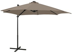 Umbrela suspendata cu stalp si LED-uri, gri taupe, 300 cm Gri taupe, 300 cm