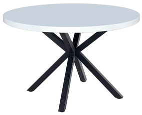 Masă de sufragerie, alb mat/ negru, diametru 120 cm, MEDOR