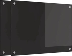 vidaXL Panou de bucătărie 2 pcs Negru 70 x 50 cm sticlă securizată