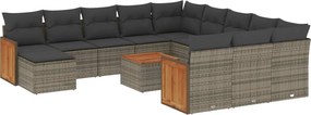 vidaXL Set mobilier de grădină cu perne, 13 piese, gri, poliratan