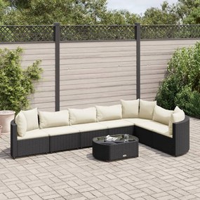 3308384 vidaXL Set mobilier de grădină cu perne, 8 piese, negru, poliratan