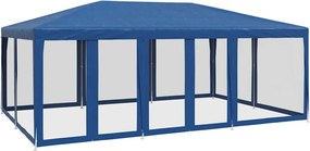vidaXL Cort de petrecere cu 10 pereți din plasă, albastru, 6x4 m HDPE