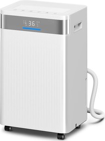 HOMCOM Dezumidificator, rezervor 4,5 L, temporizator 24 de ore, afișaj LED, plastic, alb | Aosom Romania