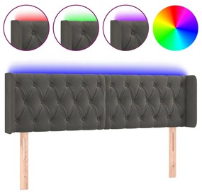 vidaXL Tăblie de pat cu LED, gri închis, 147x16x78/88 cm, catifea