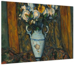 Tablou pe sticlă - Paul Cézanne, Vase of Flowers, reproducere (70x50 cm)