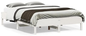 vidaXL Cadru de pat fără saltea, alb, 135x190 cm, lemn masiv de pin
