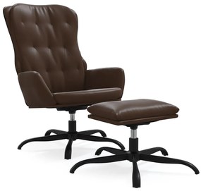 3097680 vidaXL Scaun de relaxare cu taburet, maro, piele ecologică