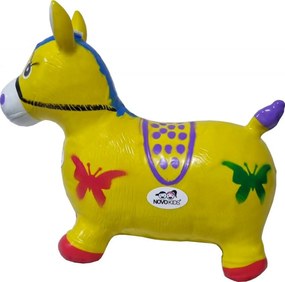 Calut de sarit gonflabil NOVOKIDS™ Jumping Donkey, Cu sunete si lumini, Dimensiuni 55X50X25 cm, Pentru interior si exterior, Max 50 kg, Galben