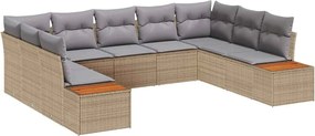 vidaXL Set de canapele pentru grădină cu pernă 9 pcs Bej Rattan poli