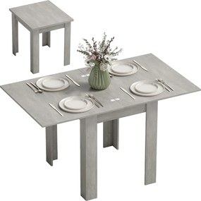 HOMCOM Masă de Dining Extensibilă pentru 4-6 Persoane Design Pliabil, 70-140cm Masă Rectangulară de Economisire a Spațiului cu Picioare Antiderapante, pentru Sala de Mese Sufragerie, Gri Efect Lemn | Aosom Romania