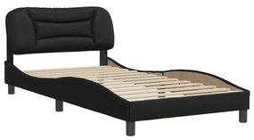 3207981 vidaXL Cadru de pat cu tăblie, negru, 100x200 cm, piele ecologică