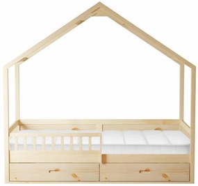 Pat etajat pentru copii 90 cm Burgues (natural) (cu somieră) (cu sp. depozitare). 1116253