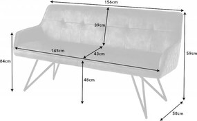 Bancheta cu aspect retro Euphoria 160cm, gri inchis