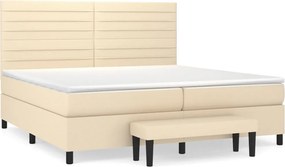 vidaXL Pat box spring cu saltea, crem, 200x200 cm, textil