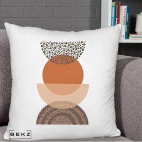 Perna Decorativa Boho Stiva Forme Punctate Terracotta, 40x40 cm, Alb Pufos, Husa Detasabila, Perna Inclusa, BEKZ®