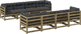 vidaXL Set canapea de grădină cu perne, 9 piese, lemn de pin tratat