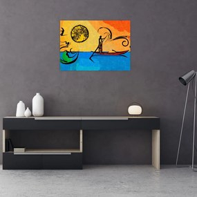 Tablou pe sticlă cu pictură străveche (70x50 cm)