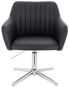 HC190CROSS Scaun Neagră din Piele Ecologica cu Bază Cromata