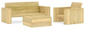 Set mobilier de gradina, 3 piese, lemn de pin tratat banca + fotoliu + masa, 1