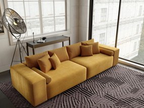 Canapea extensibilă dumonde cu ladă de depozitare si sezut confortabil din spuma high-density, Marbela Zoom Mustar XXL 295x100 cm