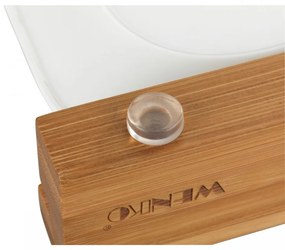 Tocator cu tava integrata Bruno, Wenko, 25 x 35 x 4 cm, bambus/polipropilena, natur/alb