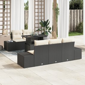vidaXL Set de canapele pentru grădină cu pernă 6 pcs negru și crem