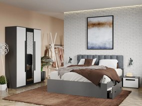 Set mobila dormitor 4 piese Alb/Gri antracit Oasis C08