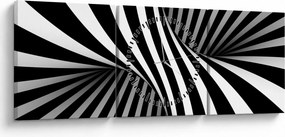 Tablou abstract cu dungi de zebră (cu ceas) (90x30 cm)
